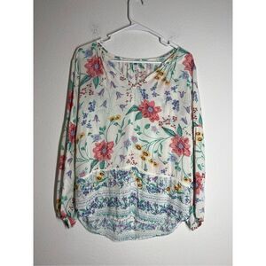 Old Navy Bohemian Blouse Floral Pattern White Size S/ P